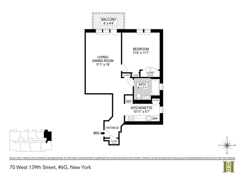 70 West 139th Street #6G floor plan
