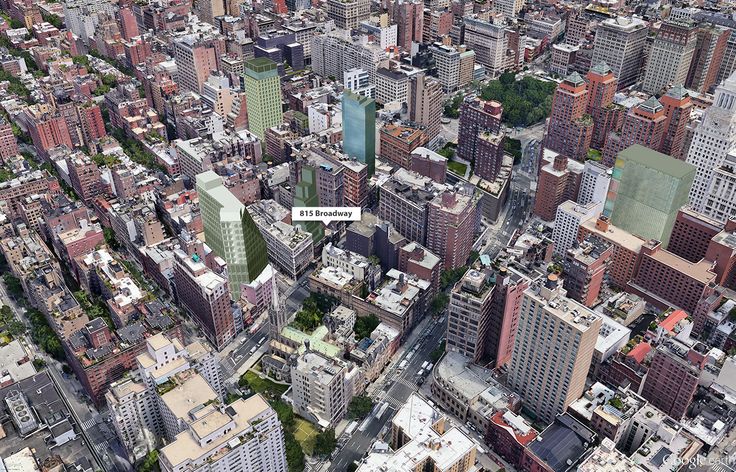 831 Broadway aerial rendering (Google Earth)