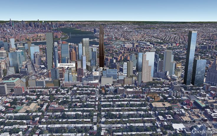 Google Earth aerial showing location of 210 Livingston Street (CityRealty)