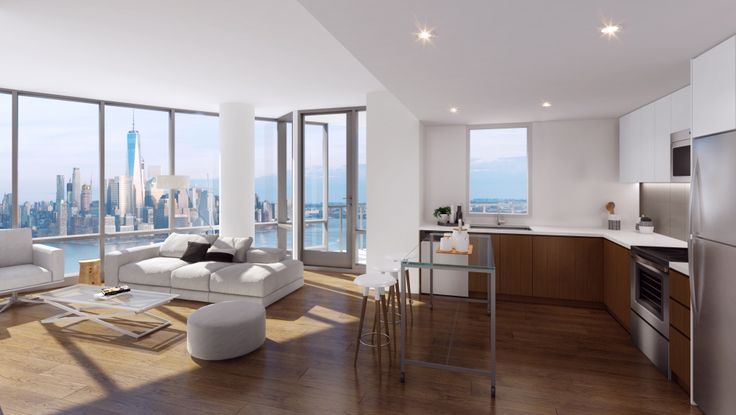 Interior rendering of the residences at Ellipse, a new 41-story rental tower on Jersey City's waterfront. (Image via LeFrak)