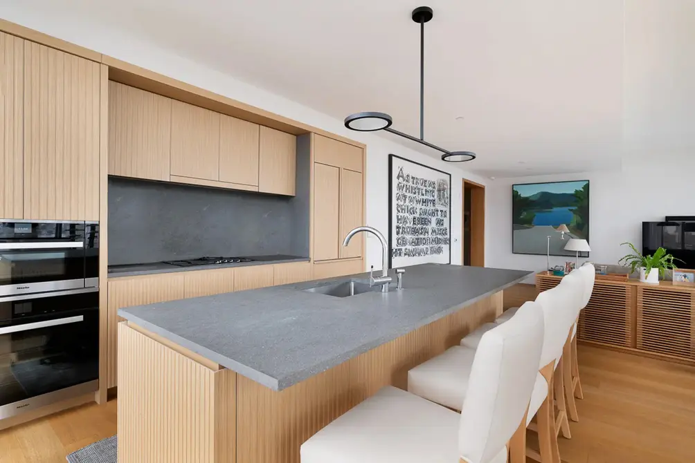 Open kitchen with island and integrated appliances