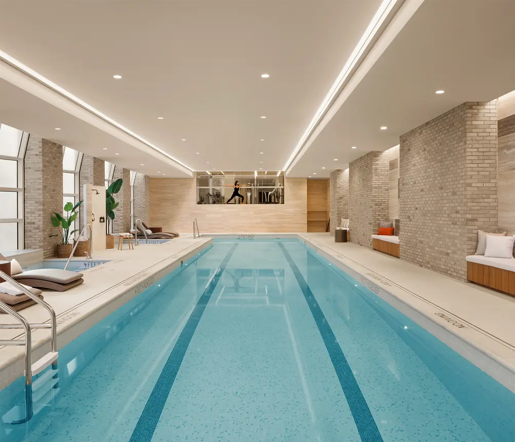 Indoor pool with oversized windows