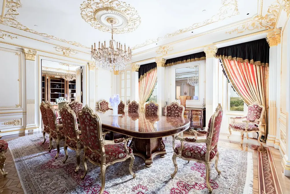 Formal dining room with chandelier