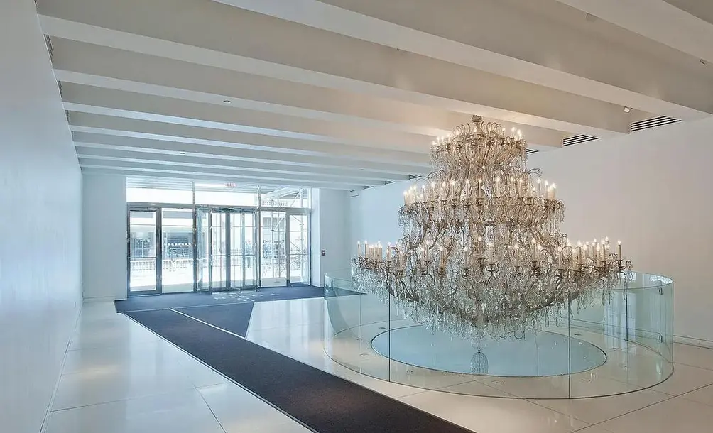 Lobby with chandelier as artwork 