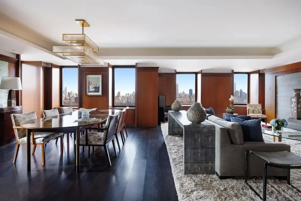 Living/dining room with Central Park views