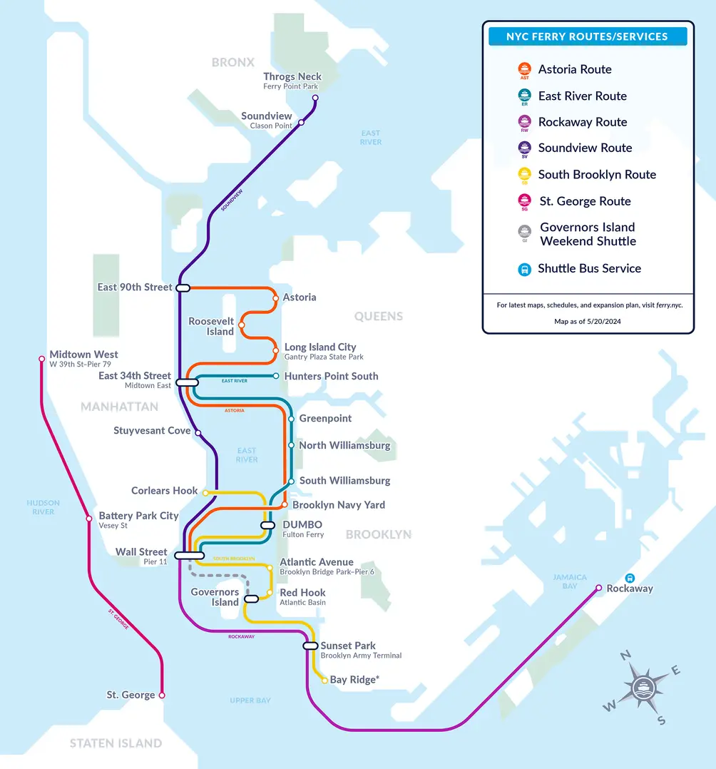 NYC Ferry map