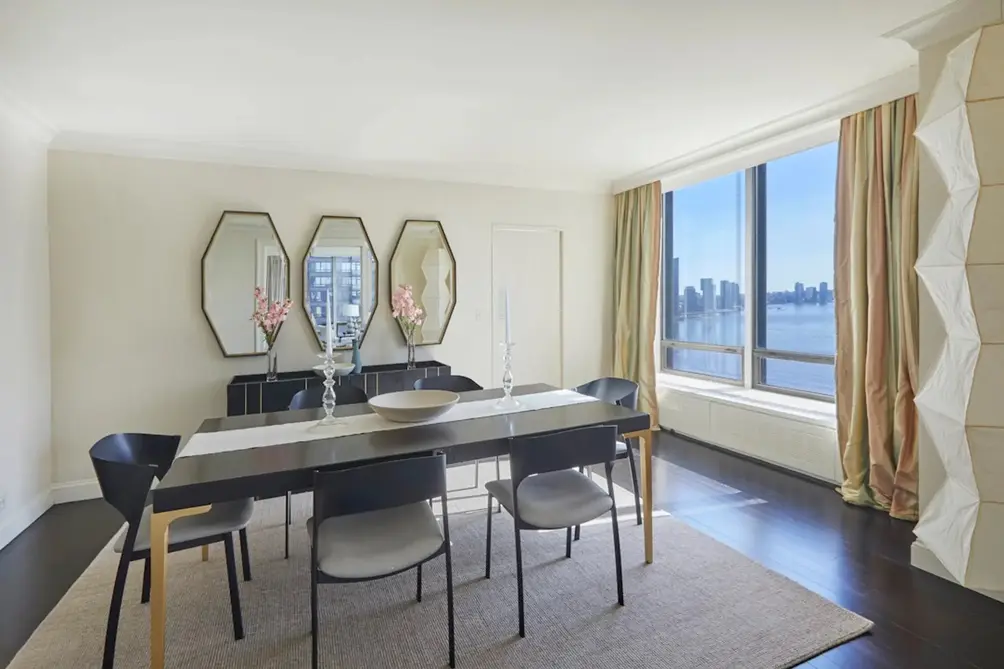Dining area with East River views