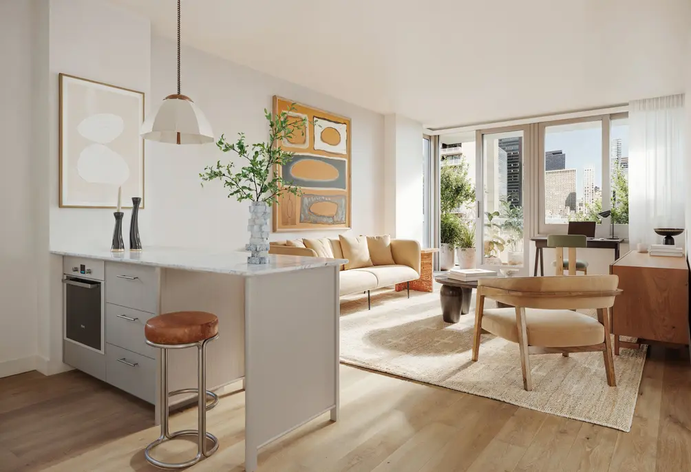 Living room and open kitchen