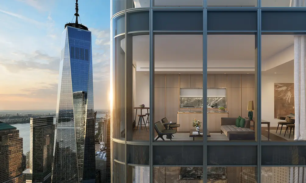 Living room with One World Trade Center views