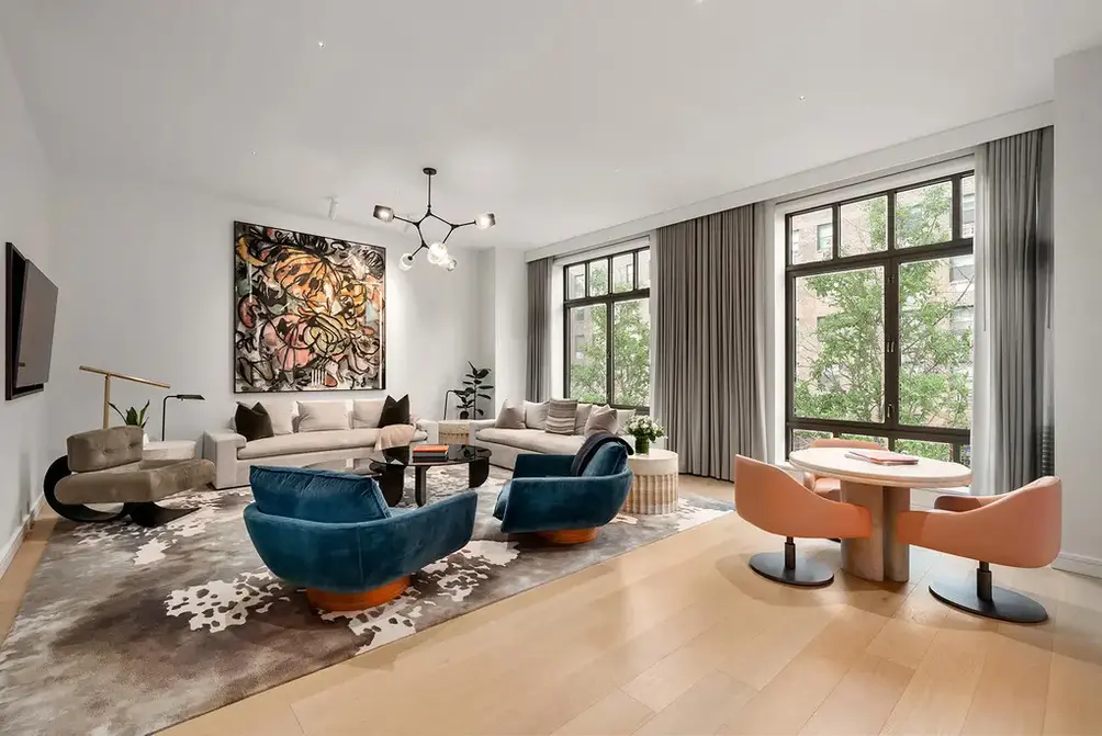 Living room with treetop views