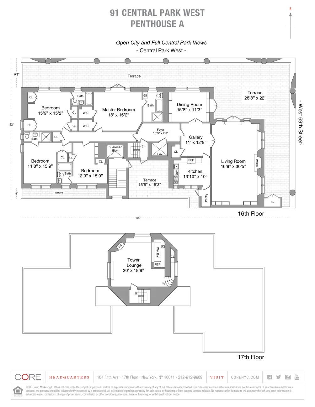 91 Central Park West penthouse floor plan