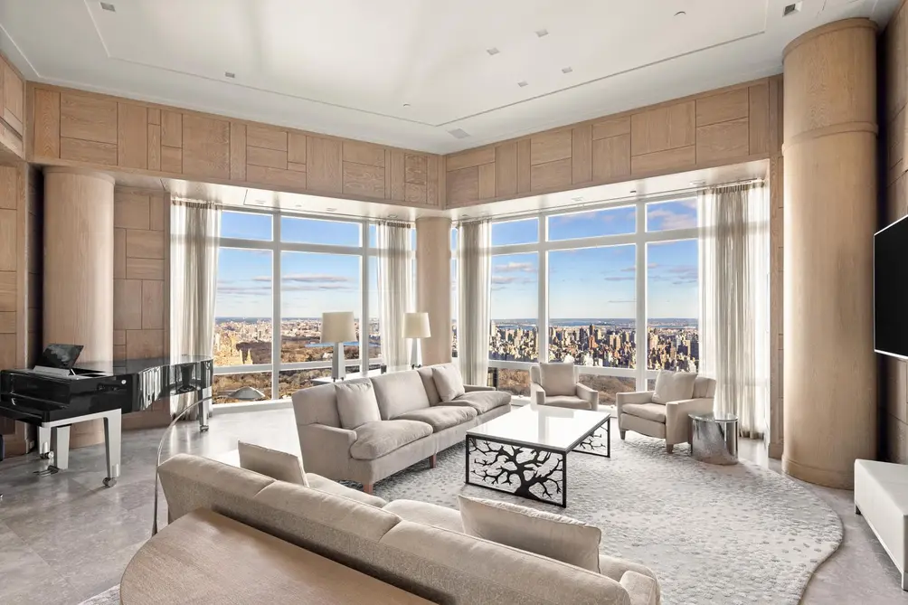 Living room with views of Central Park