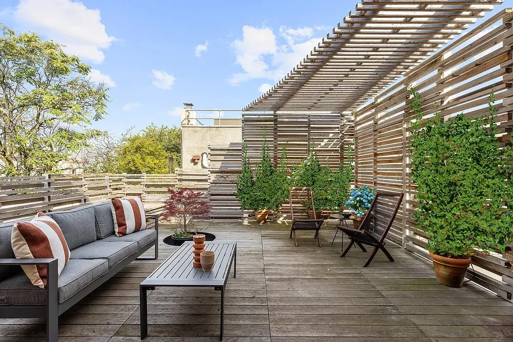 Private roof terrace overlooking Greenpoint waterfront and Manhattan skyline