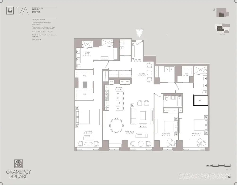 Three-bedroom floor plan