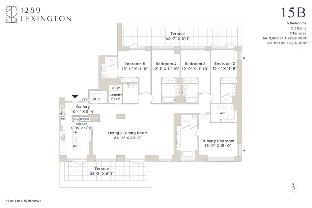 Five-bedroom apartment floor plan