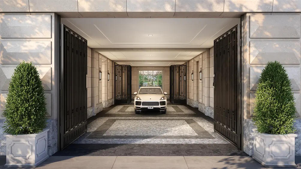 Port cochere entrance at Upper West Side condominium