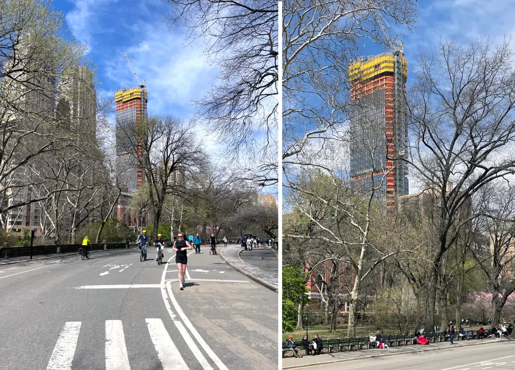 50 West 66th Street rising above Central Park