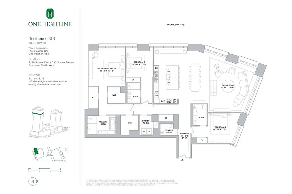 Three-bedroom floor plan