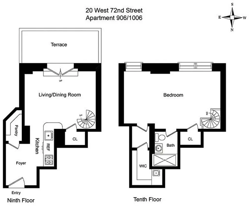 20 West 72nd Street #906B/1006B floor plan