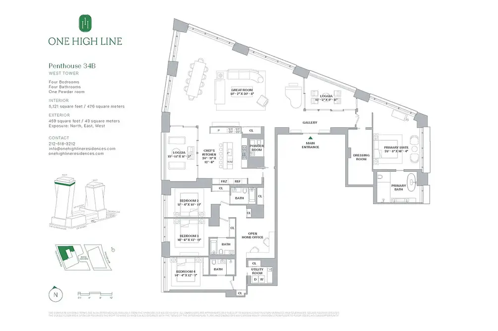 Penthouse floor plan, NYC penthouses