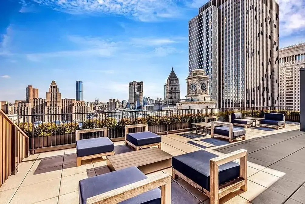Private terrace with Lower Manhattan views