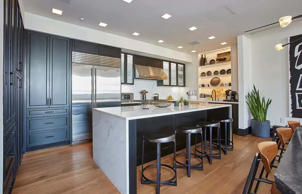 Open kitchen with center island