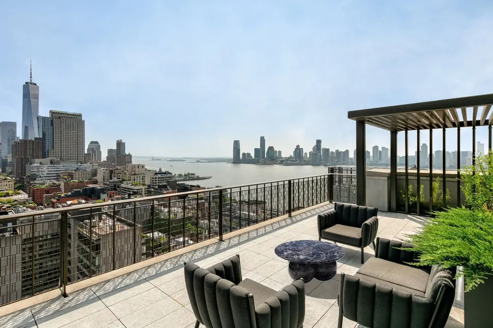 Private terrace with Hudson River views
