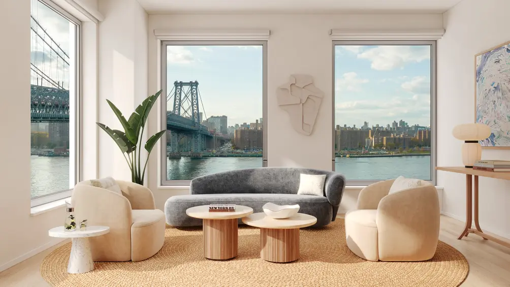 Living room with bridge views