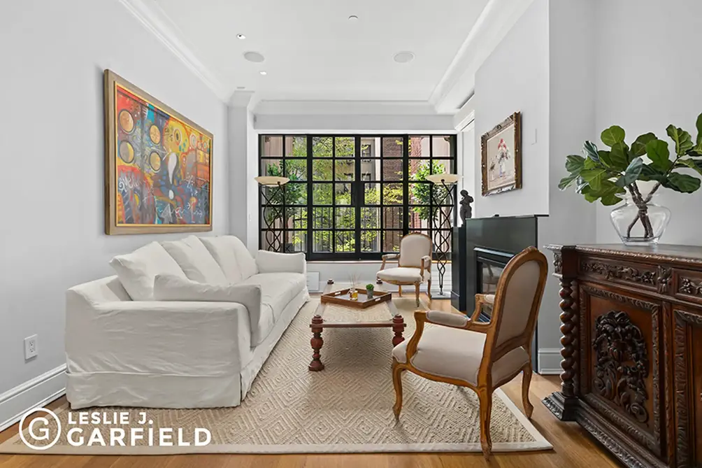 Living room with casement windows