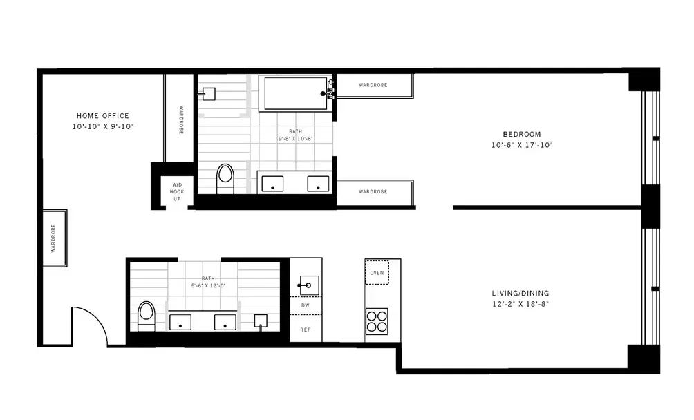 One-bedroom floor plan