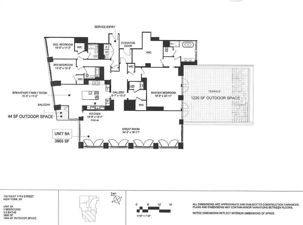 Three-bedroom floor plan