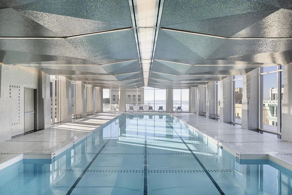 38th-floor indoor pool with river views