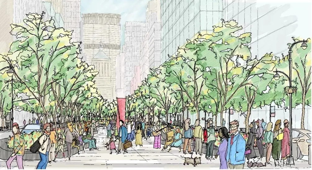 Rendering of a more pedestrian-oriented Park Avenue