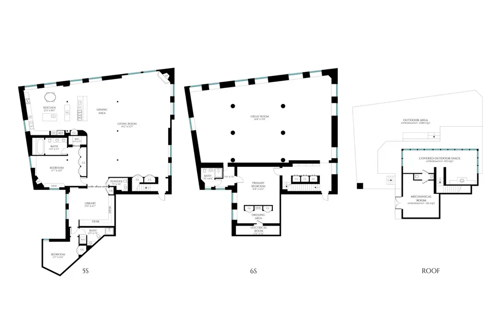 Triplex penthouse floor plan