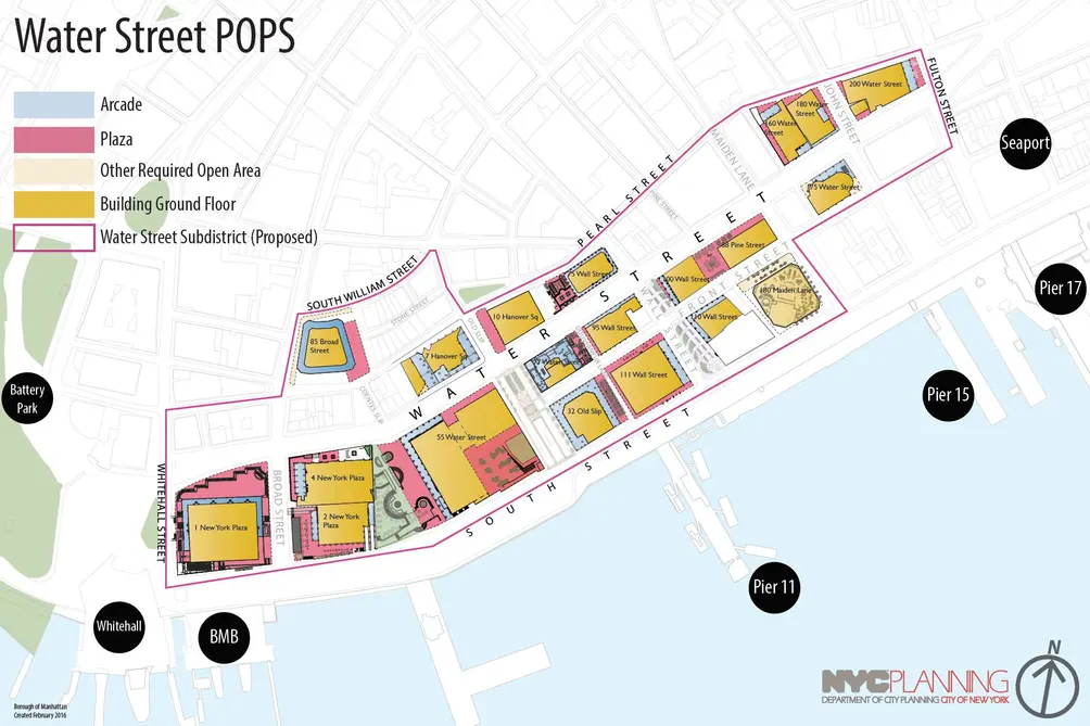 Privately owned public spaces, POPS, Water Street, the City of New York