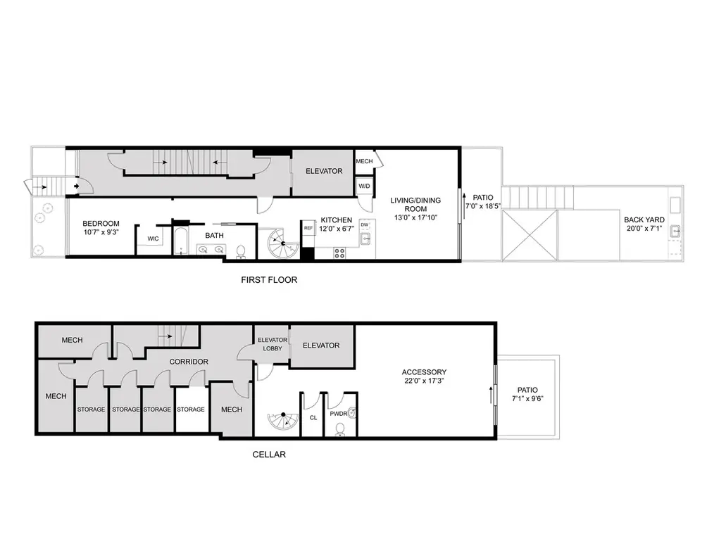 One-bedroom maisonette floor plan