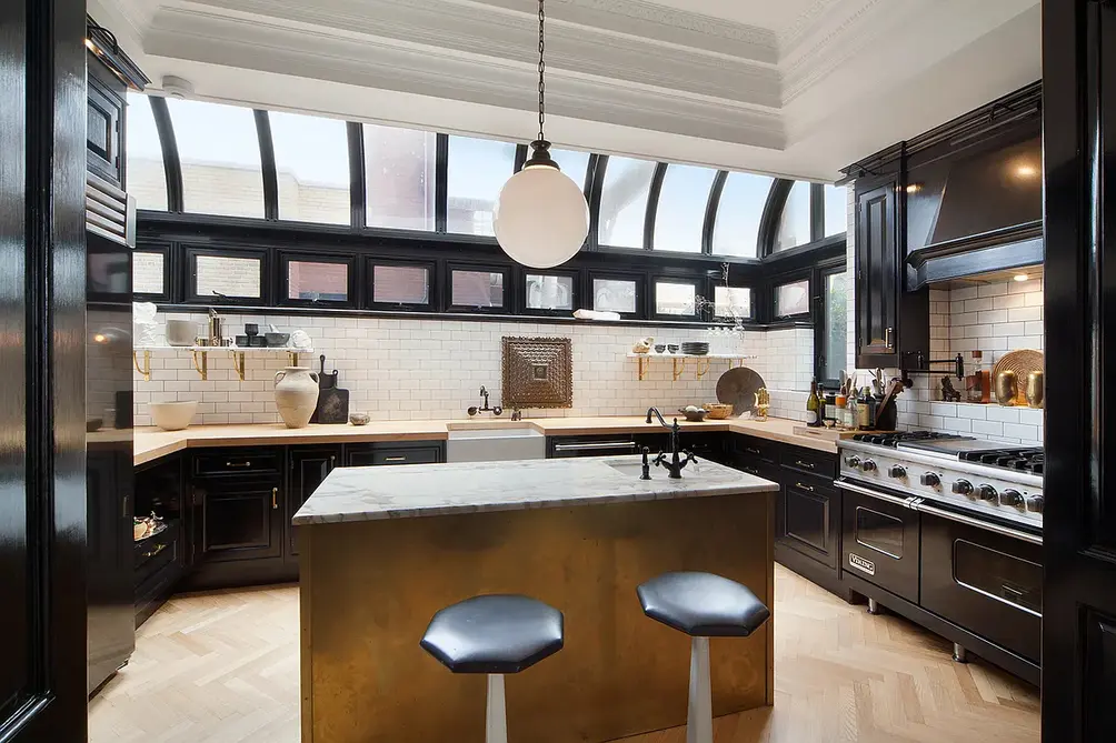 Kitchen with greenhouse windows