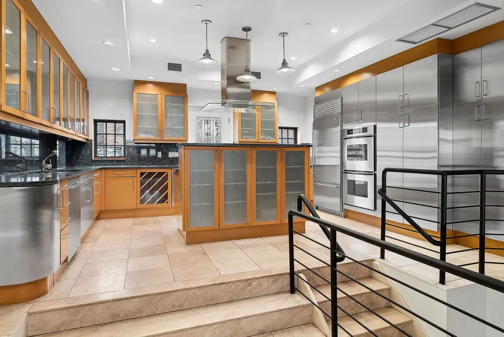 Chef's kitchen with stainless steel appliances
