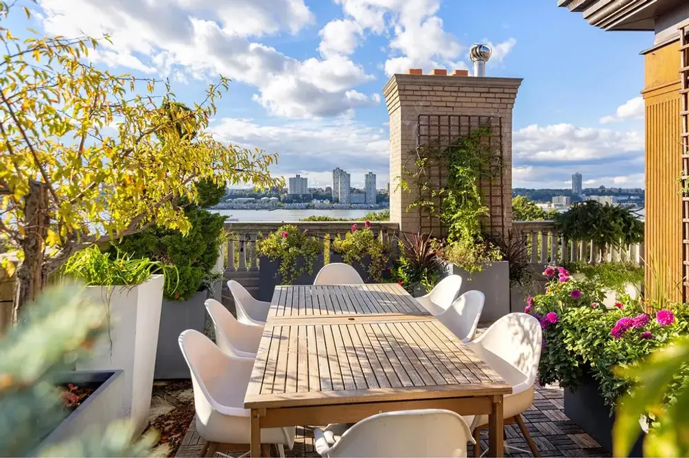 Private terrace overlooking the Hudson River