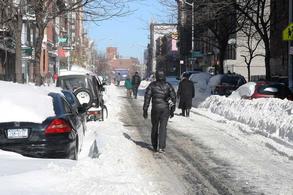 Snowy NYC roads and sidewalks