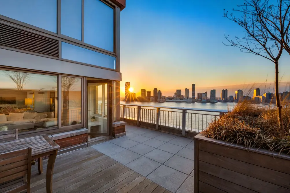 Private terrace with Hudson River views