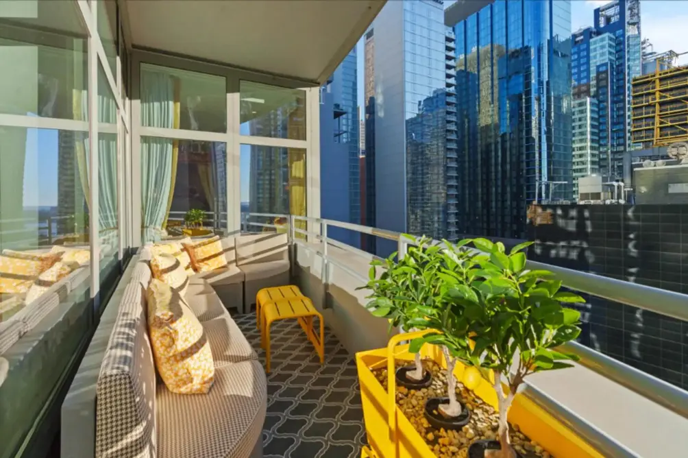 Private balcony overlooking Times Square