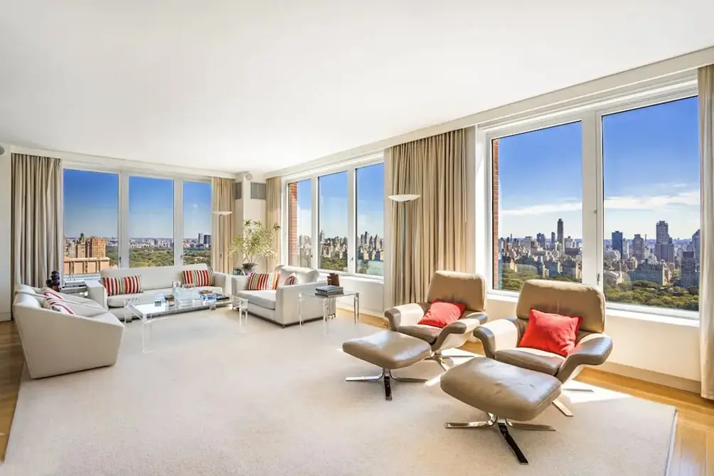 Corner living room with Central Park views