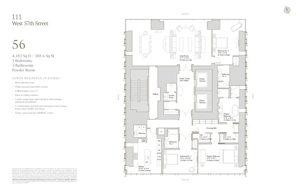 Full-floor unit floor plan