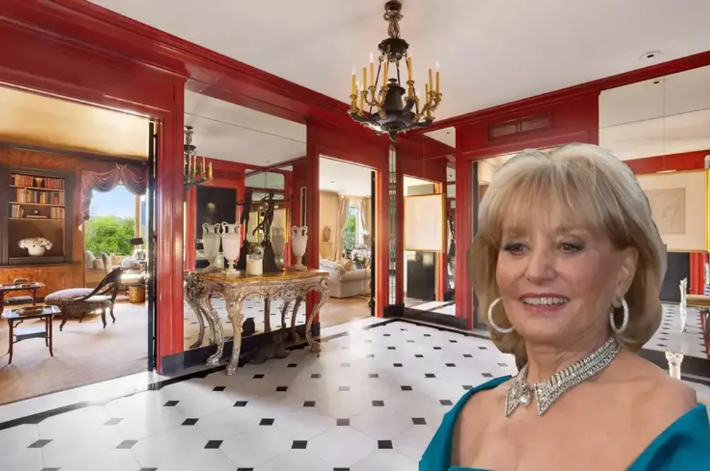 Barbara Walters in the gallery of her Fifth Avenue apartment