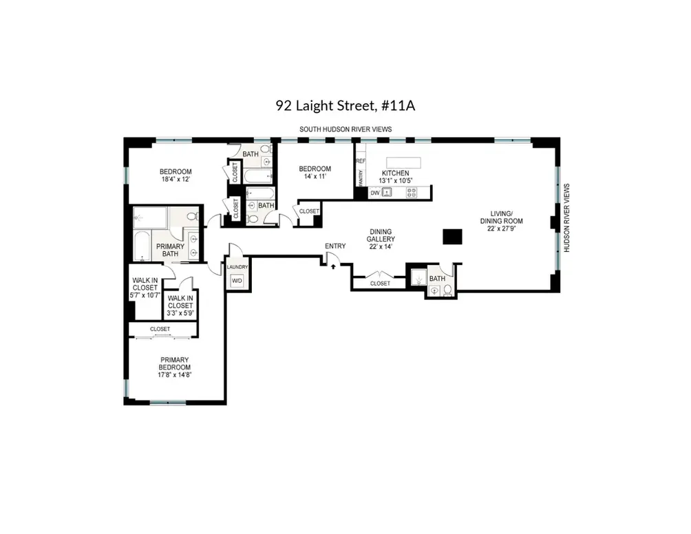 Three-bedroom floor plan