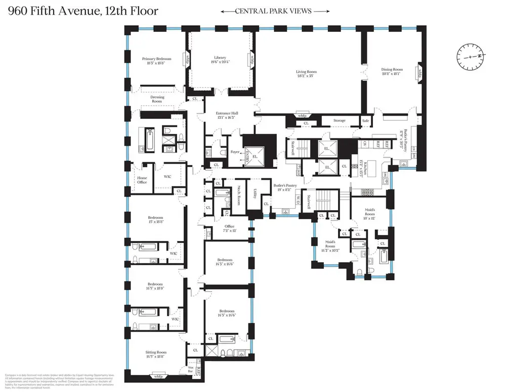 Full-floor apartment floor plan