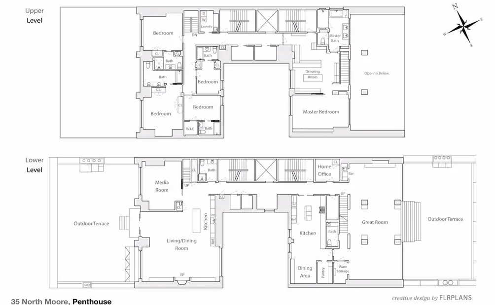 Penthouse Floorplan, 35 North Moore Penthouse, Tribeca Penthouse Floorplan