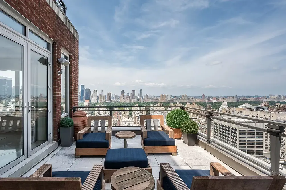 Private terrace with city and Central Park views