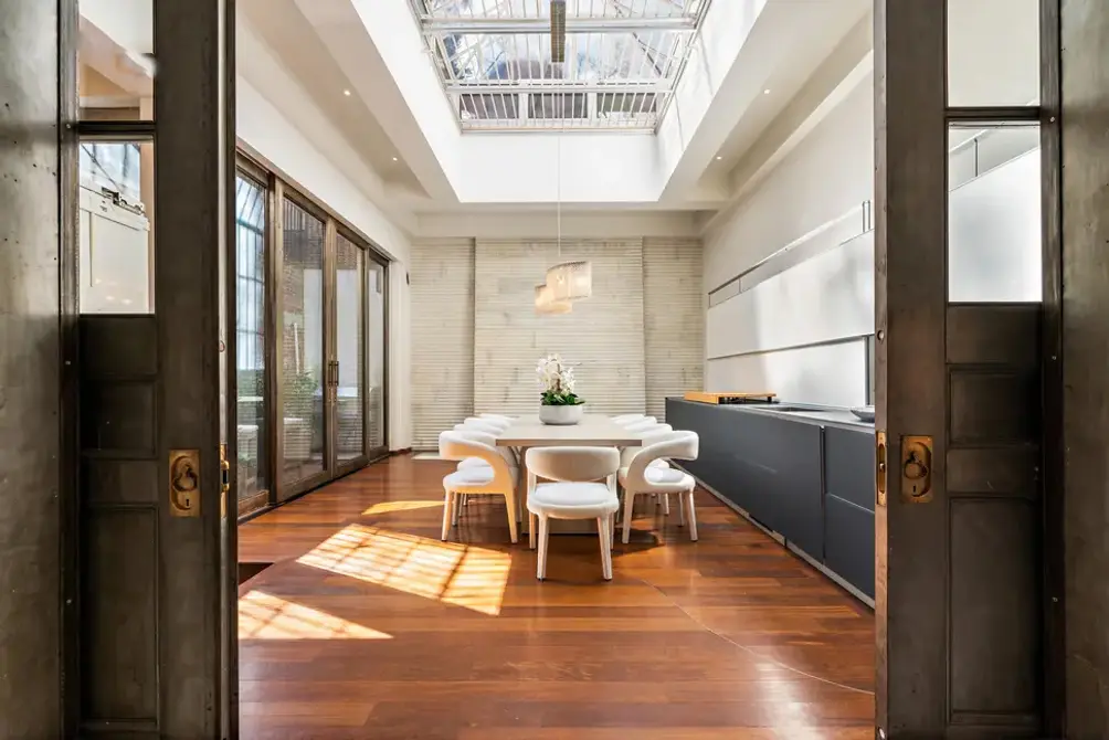 Dining room with skylight